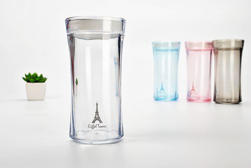 邻舍日用工厂创意简约便携透明塑料杯铁塔款广东精品货源礼品定制
